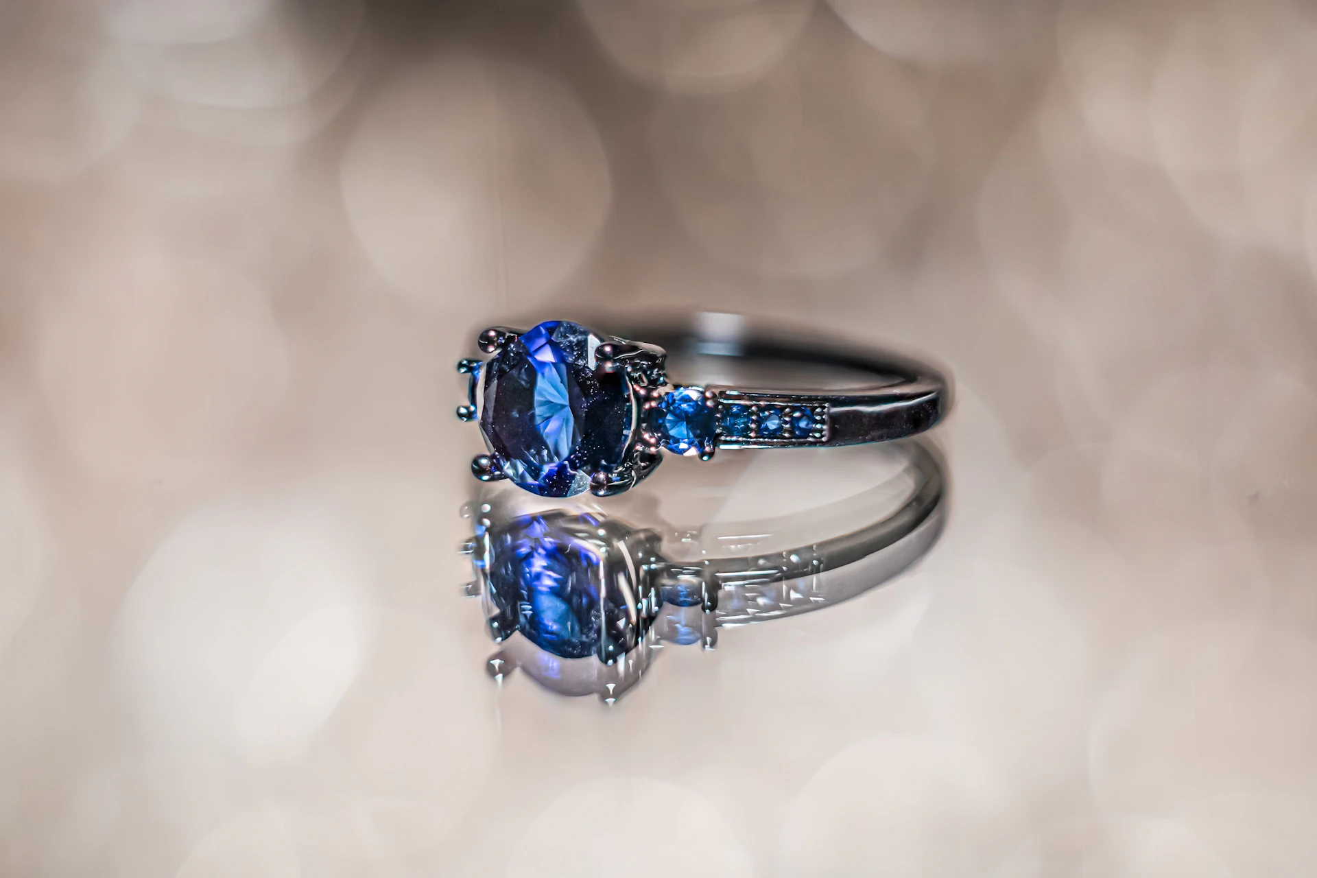 Sapphire trilogy ring