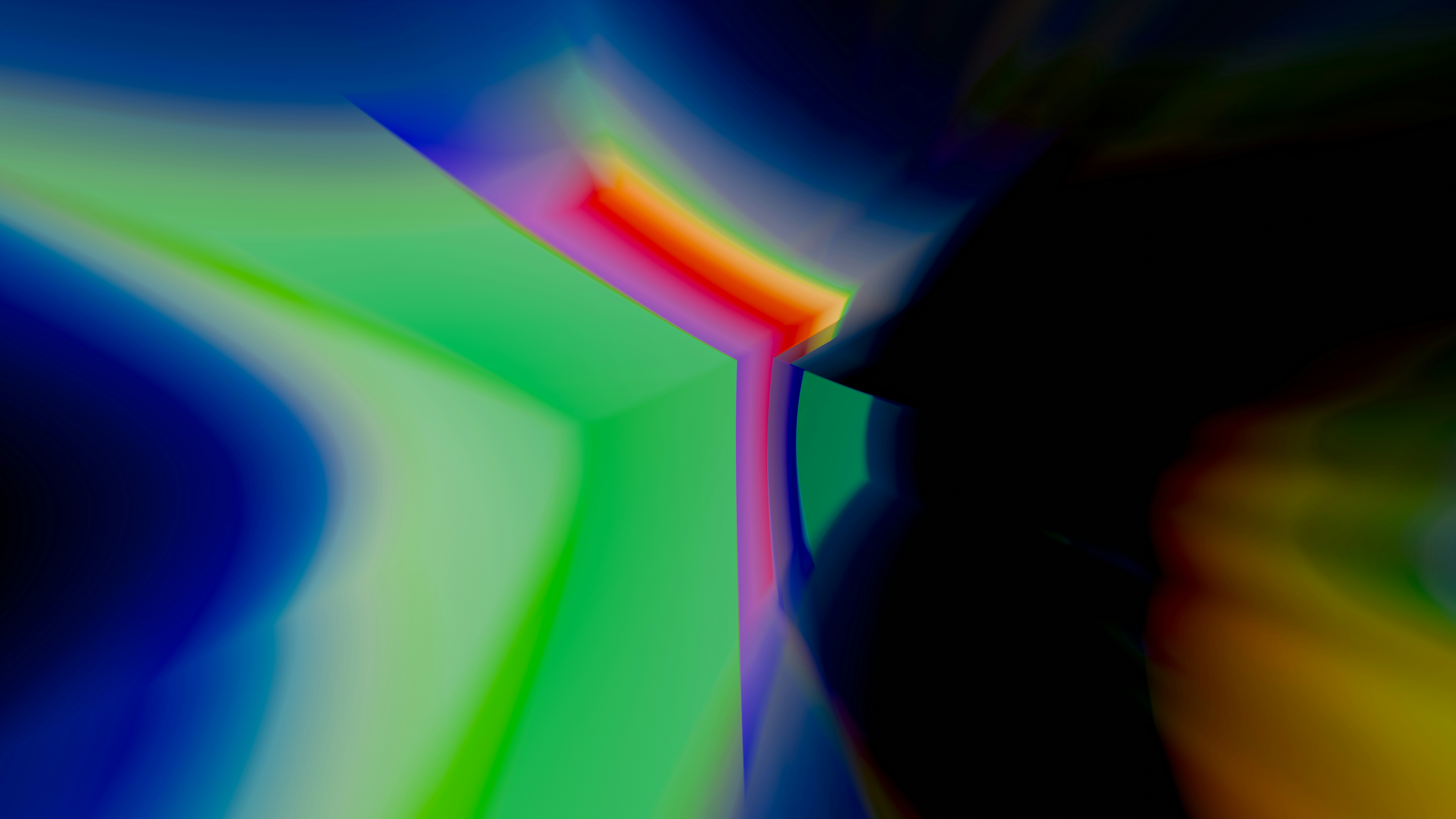 A blurry image of a person's face with a multicolored background