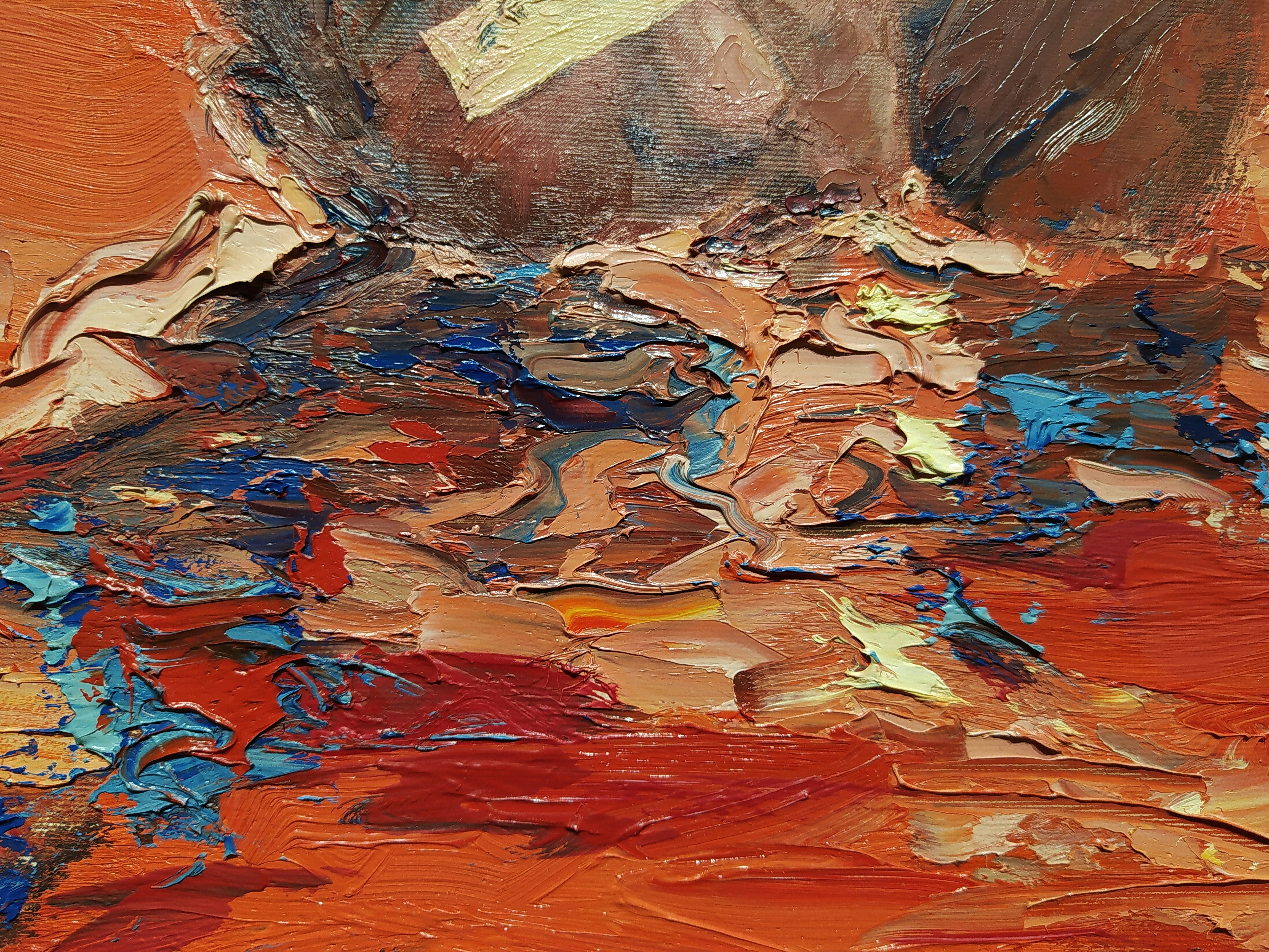 A painting of a vase with a label on it