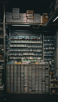 A room filled with lots of shelves filled with food