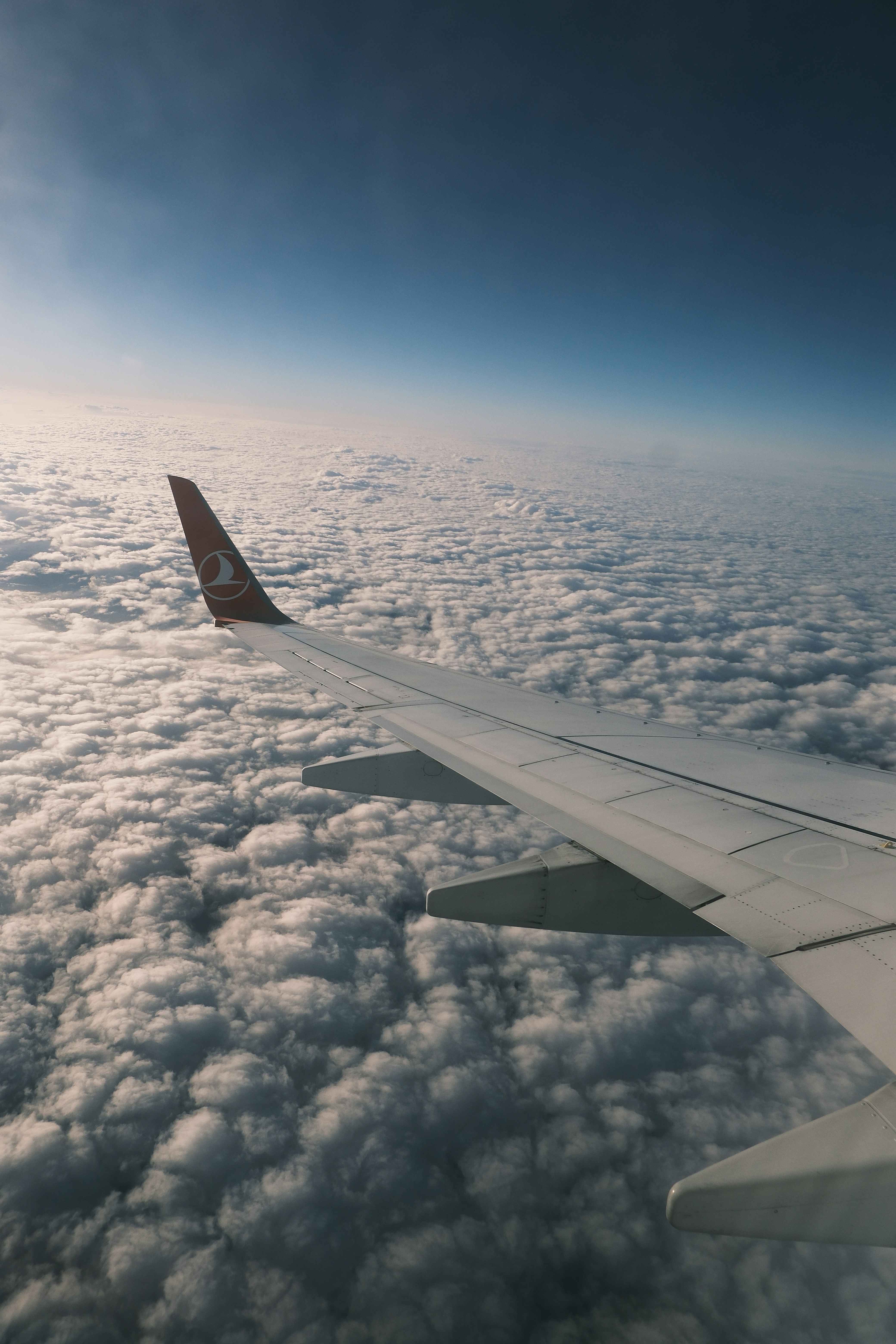 Una vista del ala de un avión en el cielo