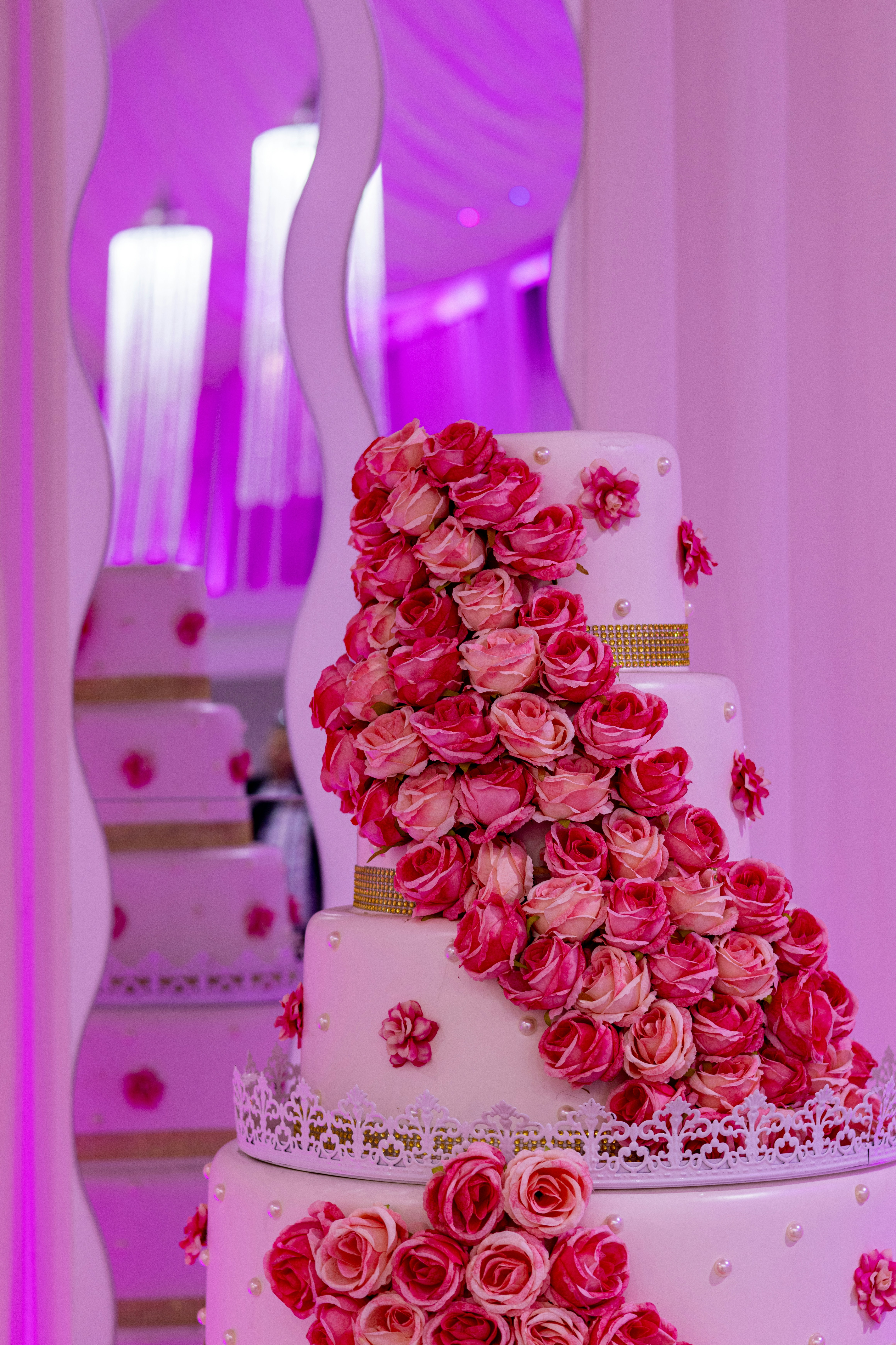 multi tier cake with roses