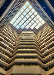 A very tall building with a skylight above it