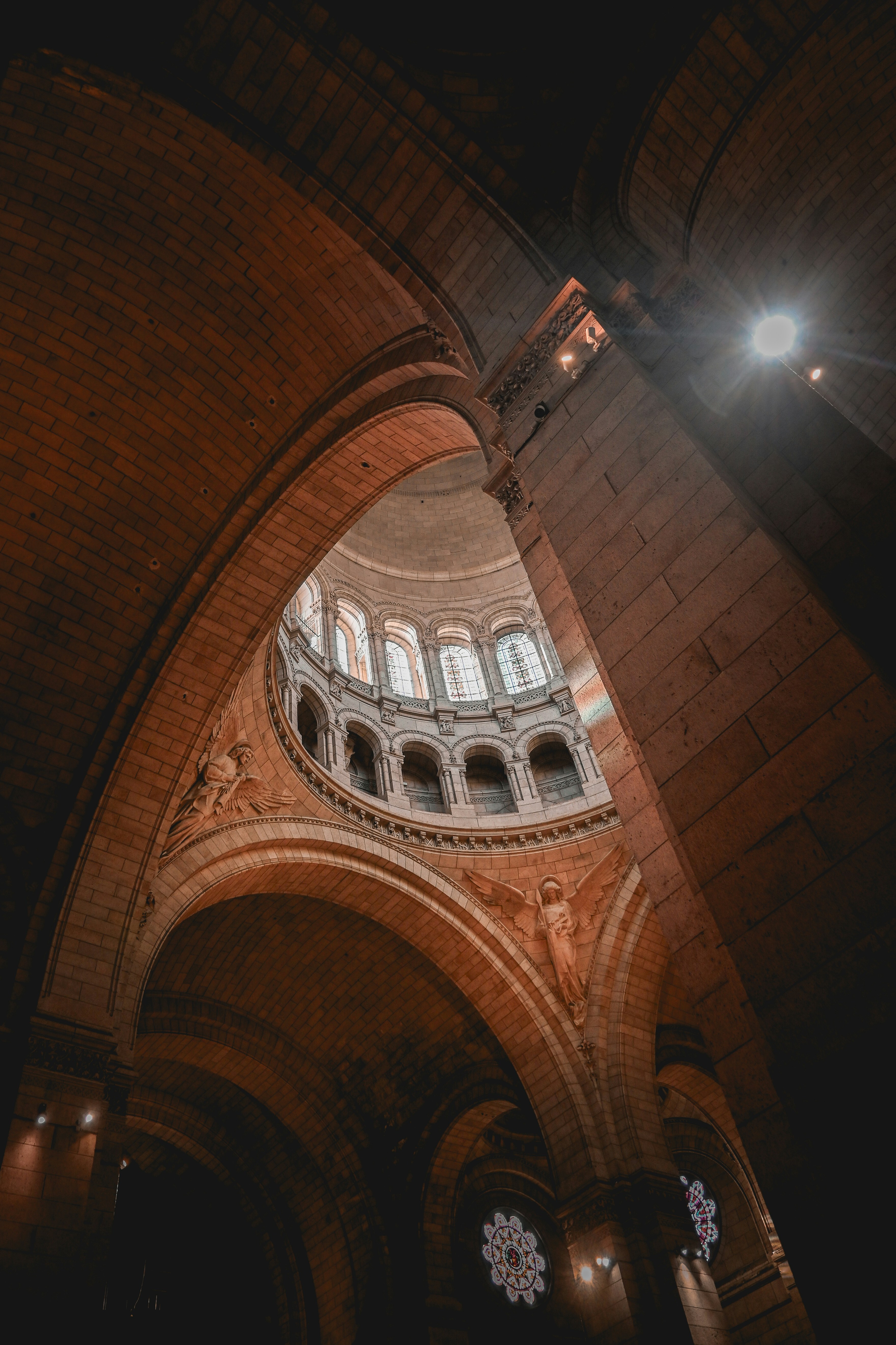 A view of the inside of a building from the ground