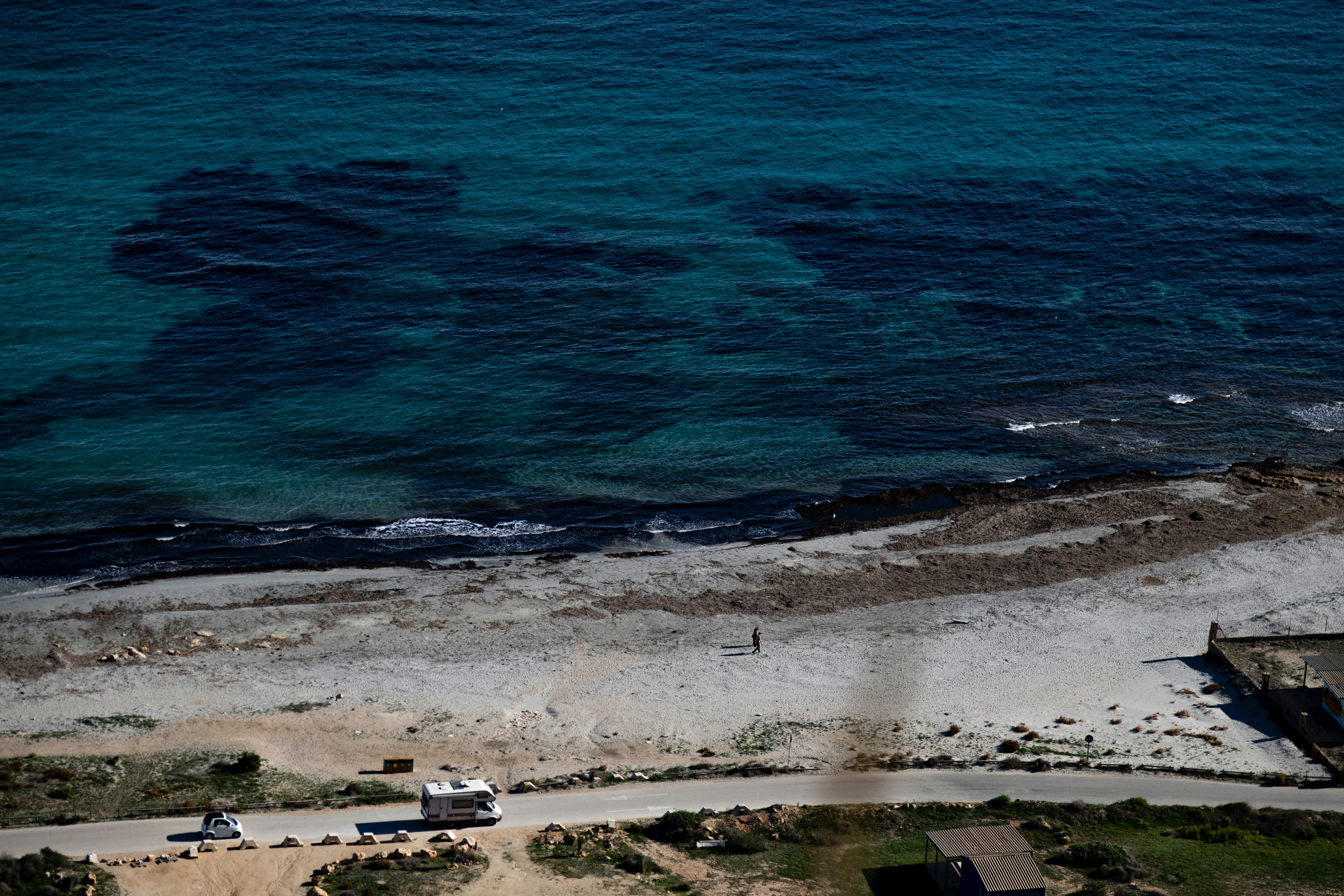 A bird's eye view of a beach and ocean