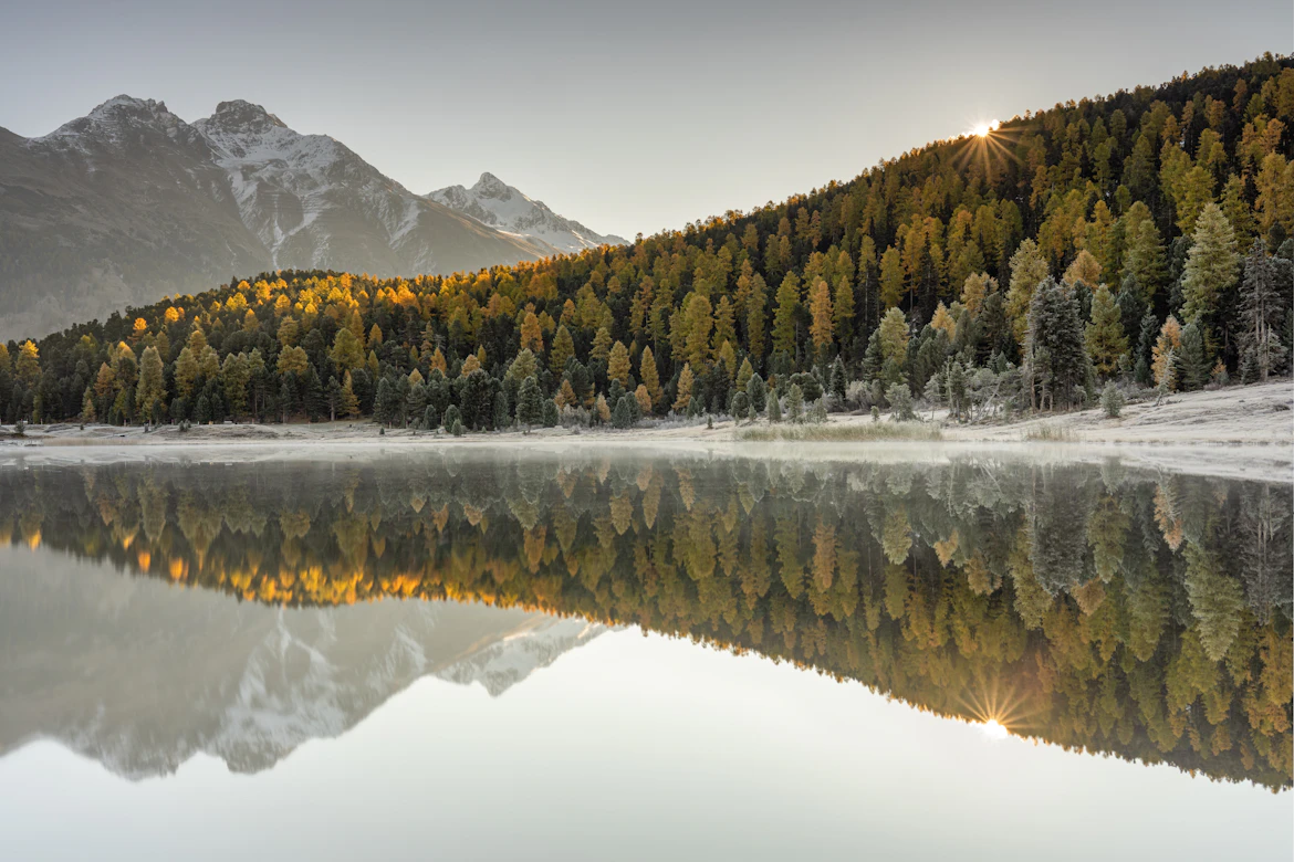 Snow-dusted peaks and alpine valley, Switzerland