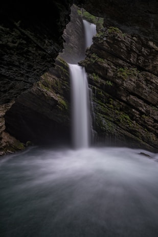 A long exposure photo of a waterfall
