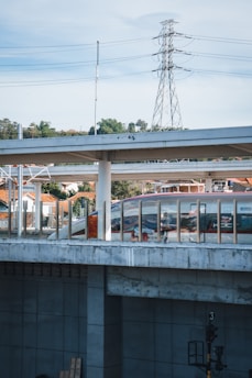 A train traveling over a bridge over a river
