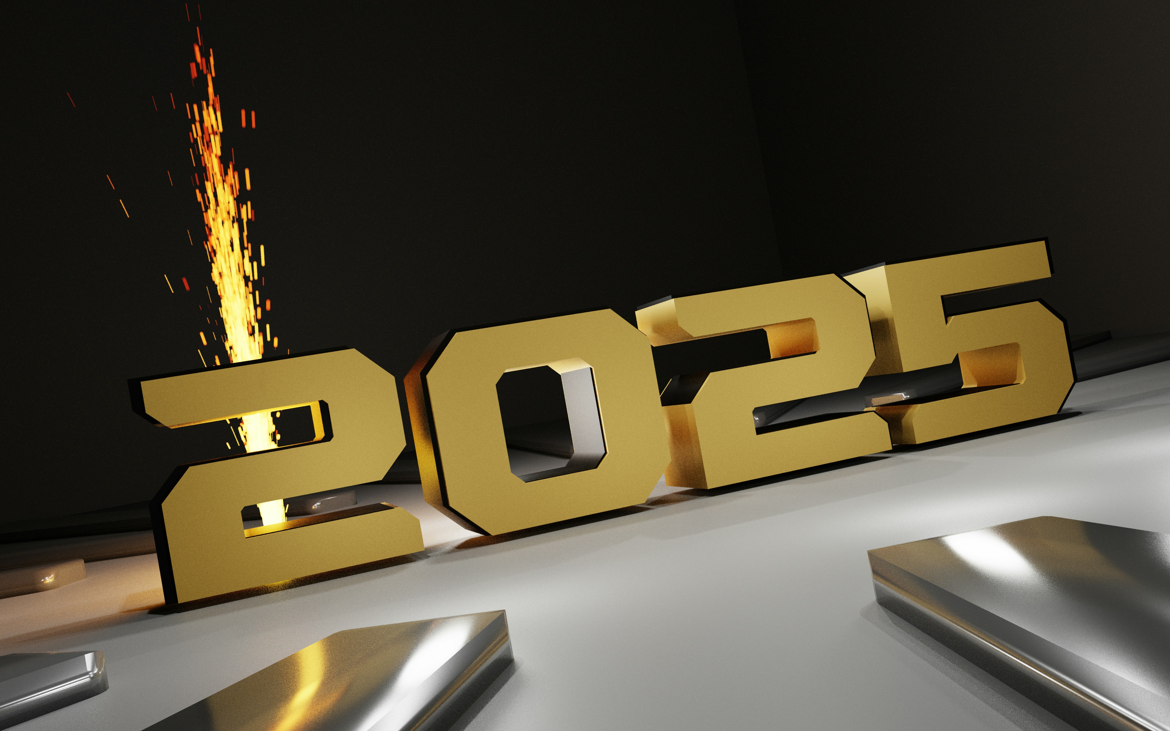 A metal sign that reads 2050 with a flame coming out of it