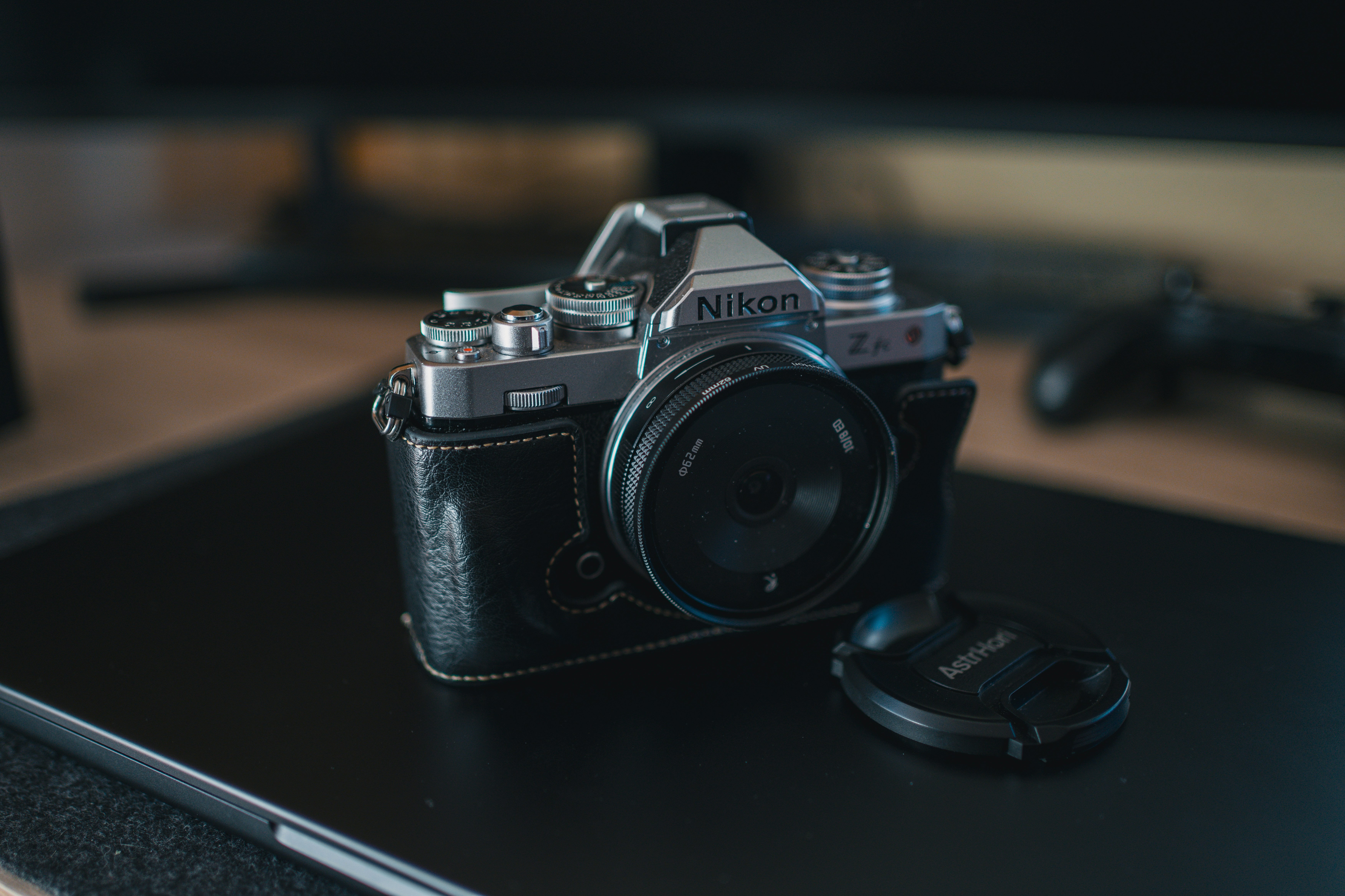 A camera sitting on top of a table