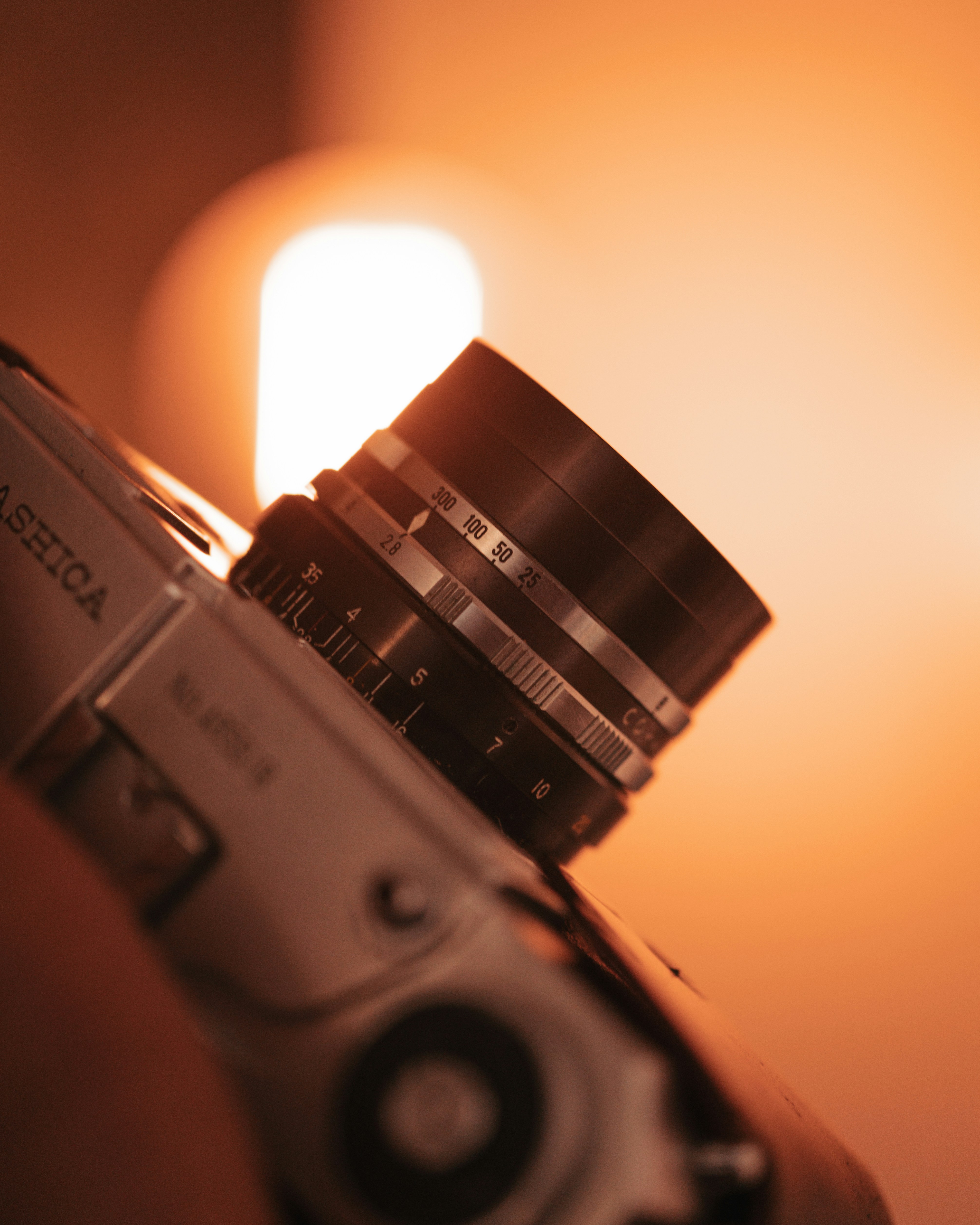 A close up of a camera on a table
