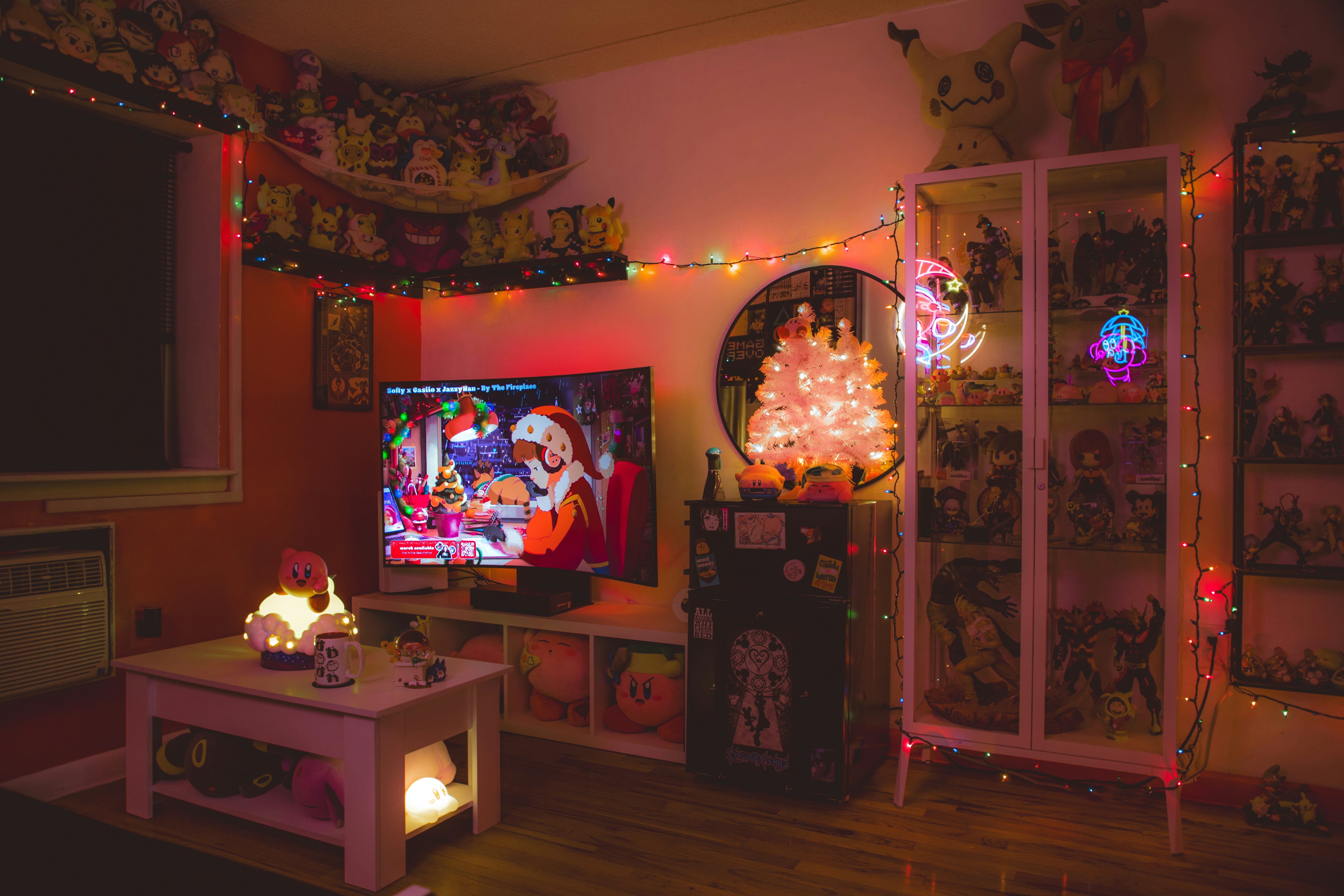 Christmas decorated anime display