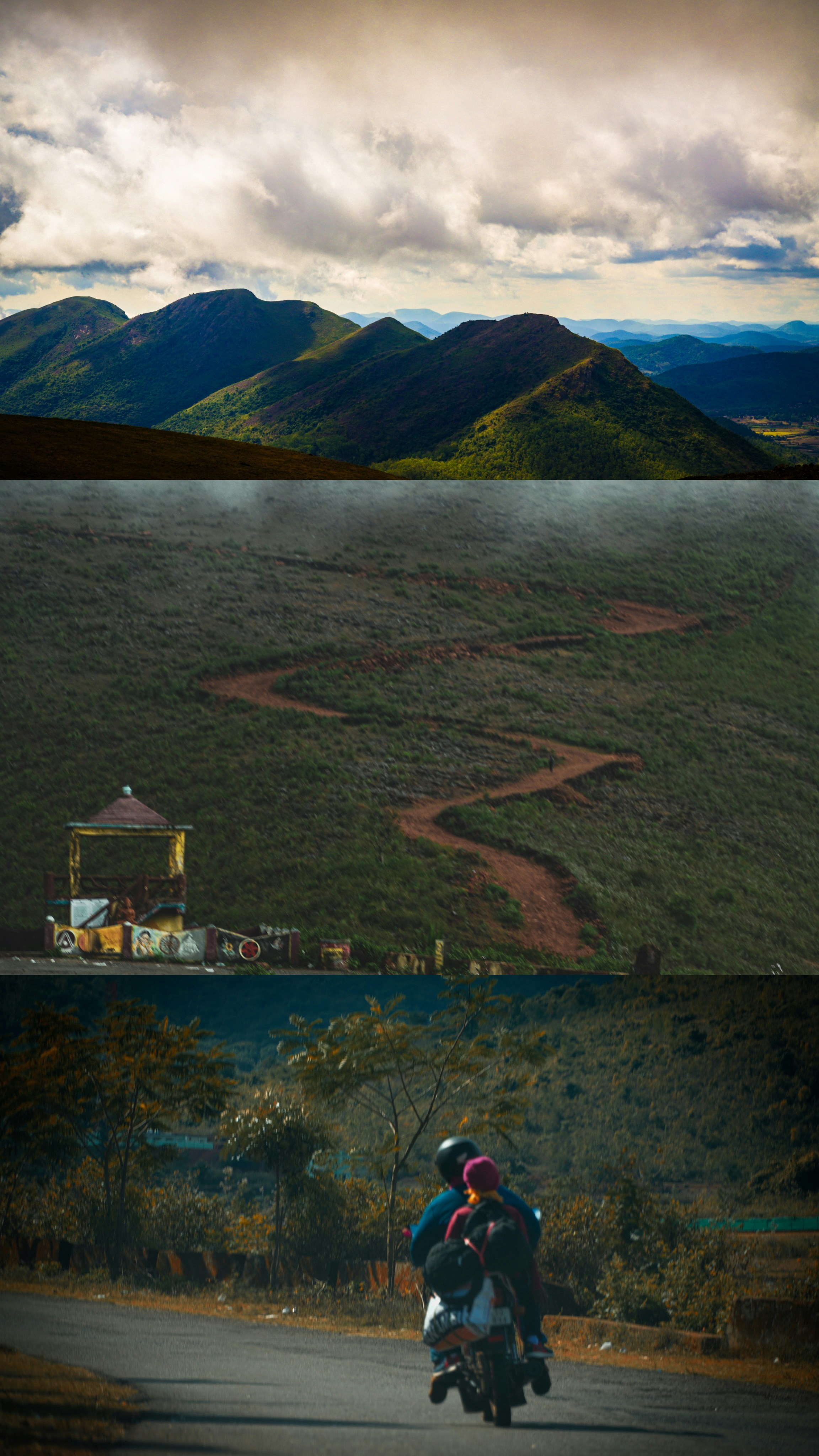 A man riding a motorcycle down a curvy road