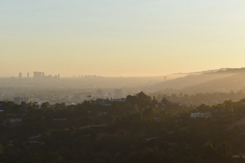 View of the Bay Area from the East Bay hills at sunset