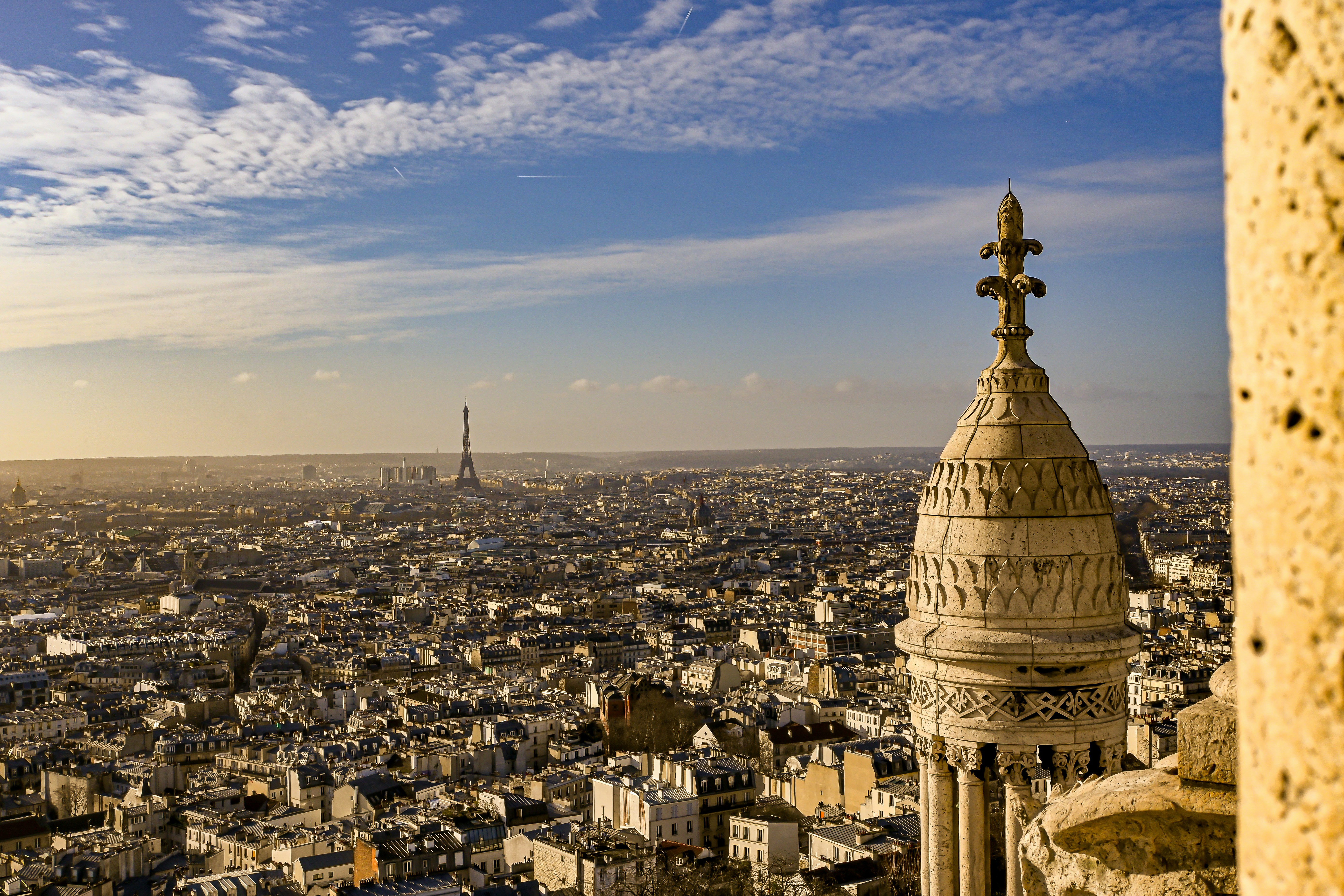 A view of the city of paris from the top of the eiffel tower