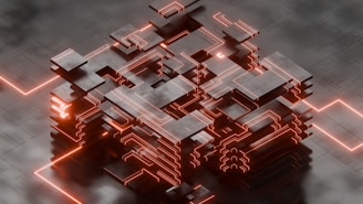 A computer generated image of a complex structure