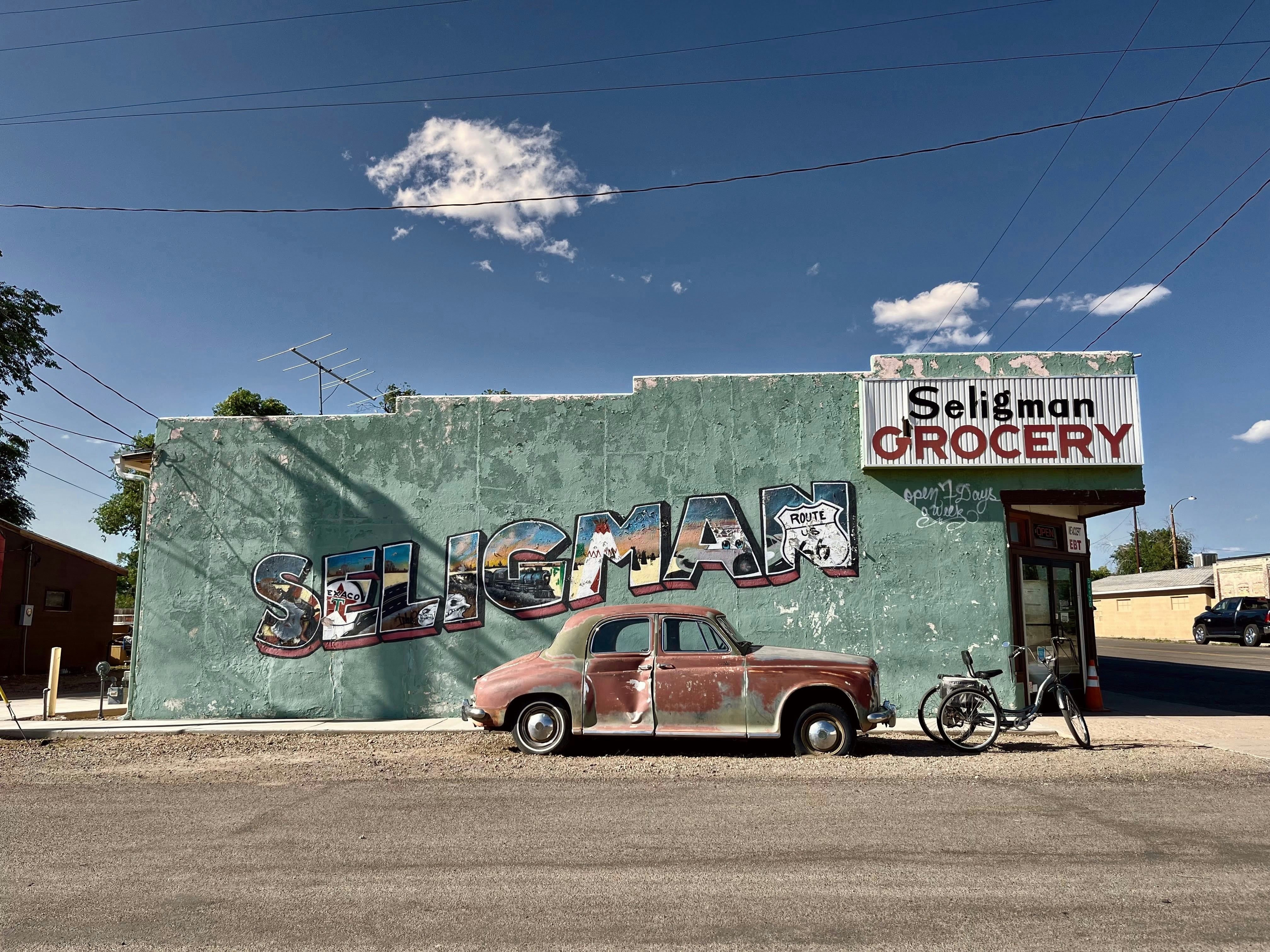 A car parked in front of a building
