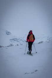 A person on skis in the snow