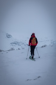 A person on skis in the snow