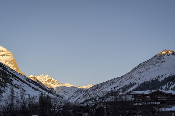 Golden-hour light on the village and peaks of Val d'Isere