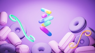A bunch of objects that are in the air