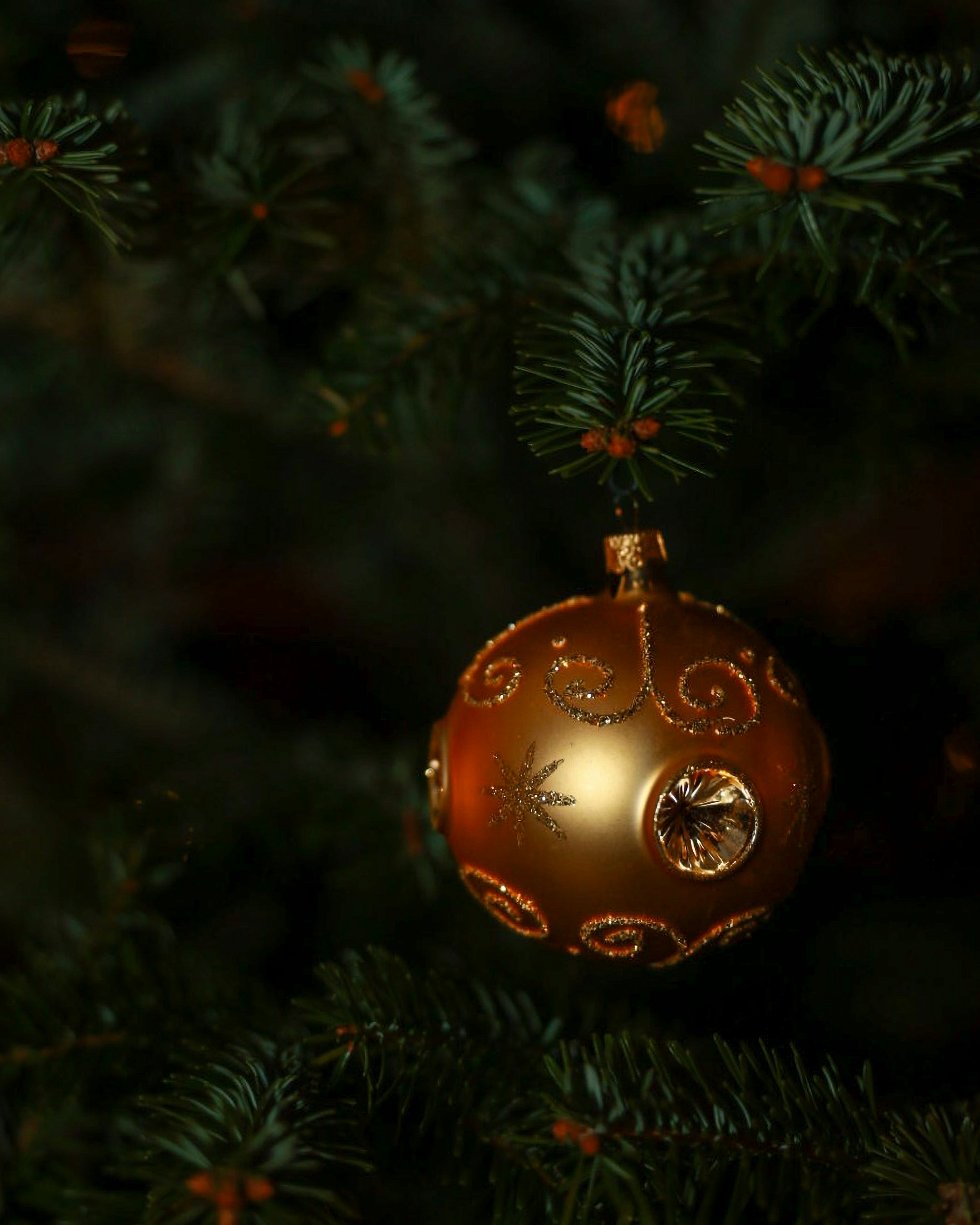 A golden Christmas tree ball