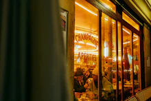 Champagne glasses on a lounge bar