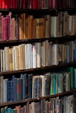 A book shelf filled with lots of books