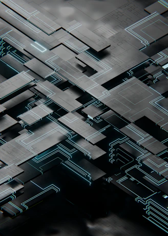 A computer generated image of a complex structure