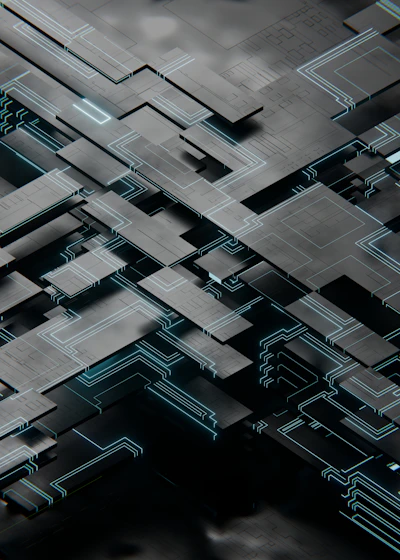 A computer generated image of a complex structure