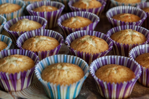 A bunch of muffins that are sitting on a table