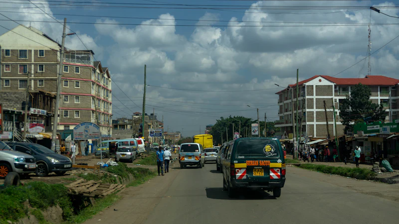 Car on a city street in Kenya