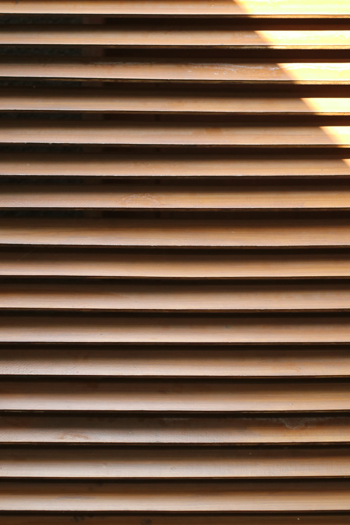 Close-up of wood blind slats