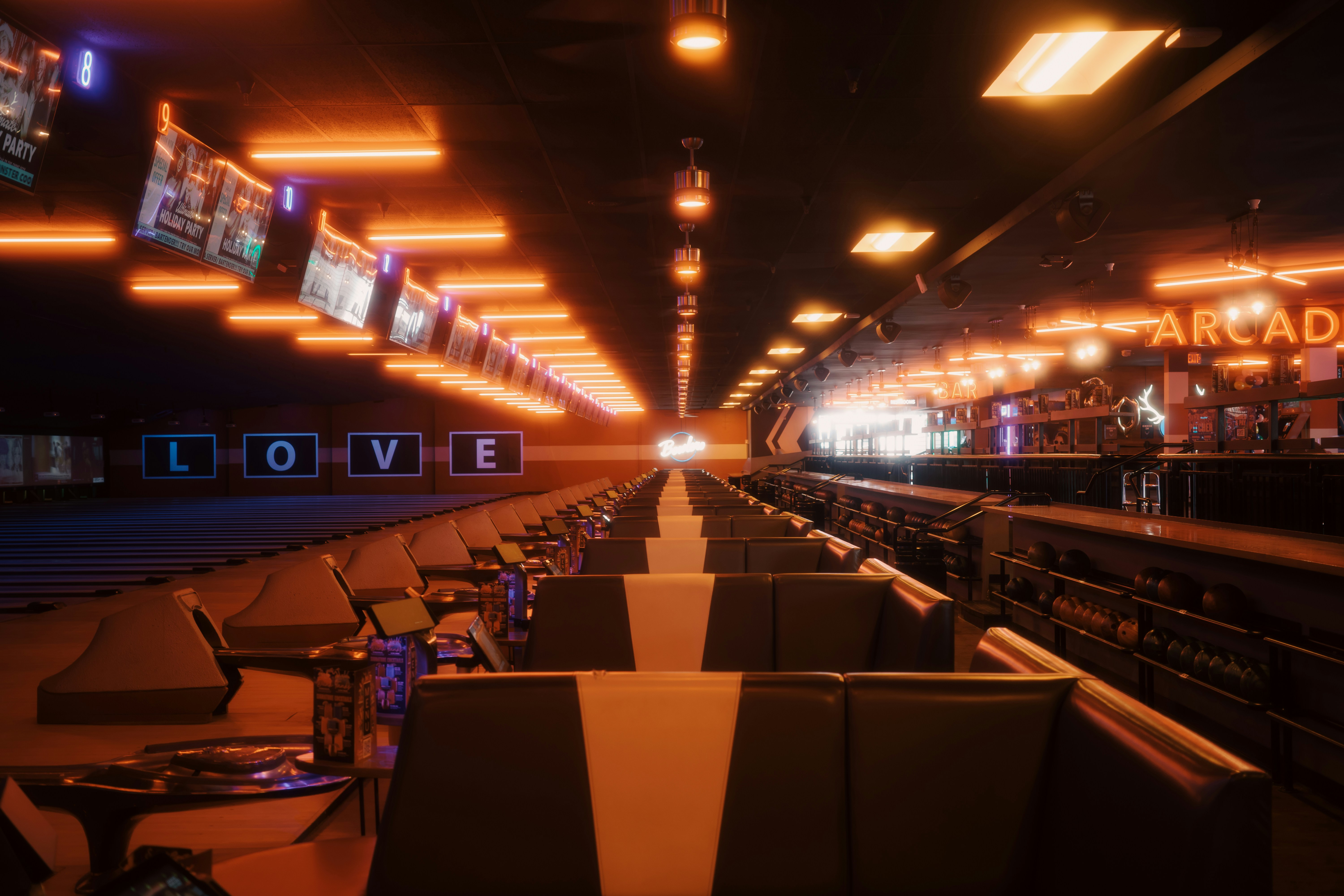 Dimly lit train station