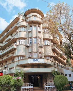 A large building with many windows and balconies