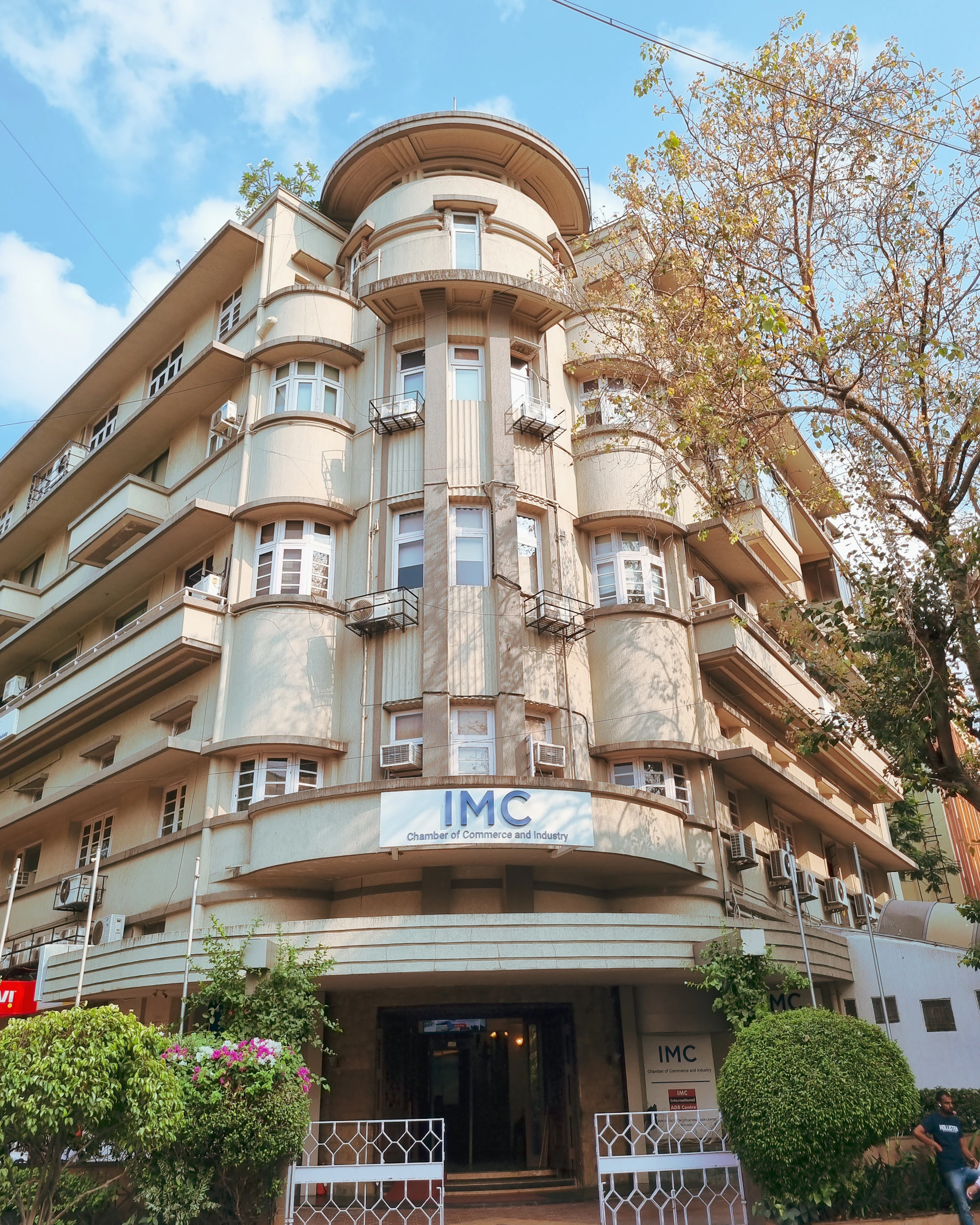 A large building with many windows and balconies