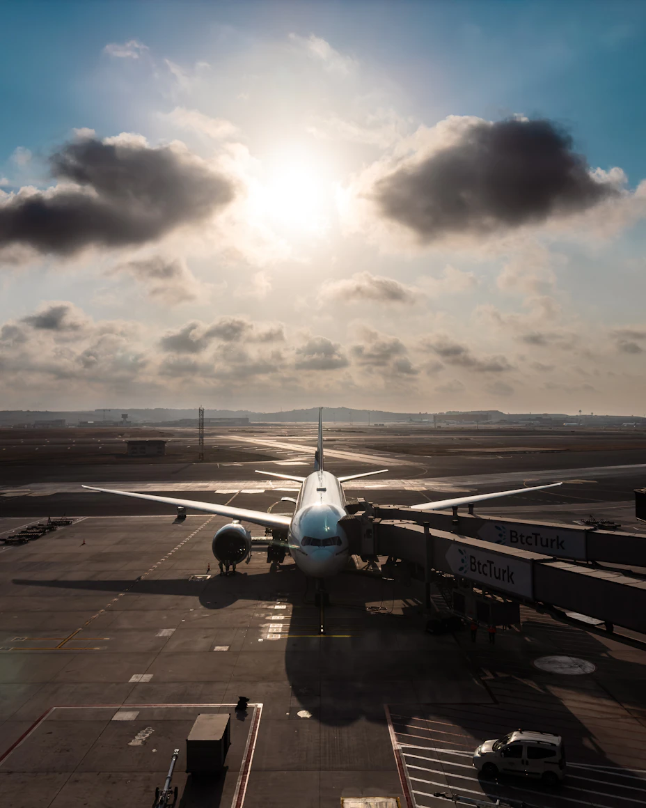 Traveler preparing for a flight