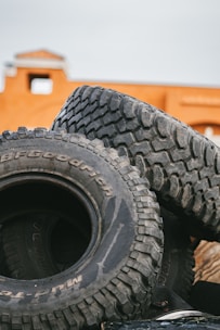 A pile of tires sitting on top of each other