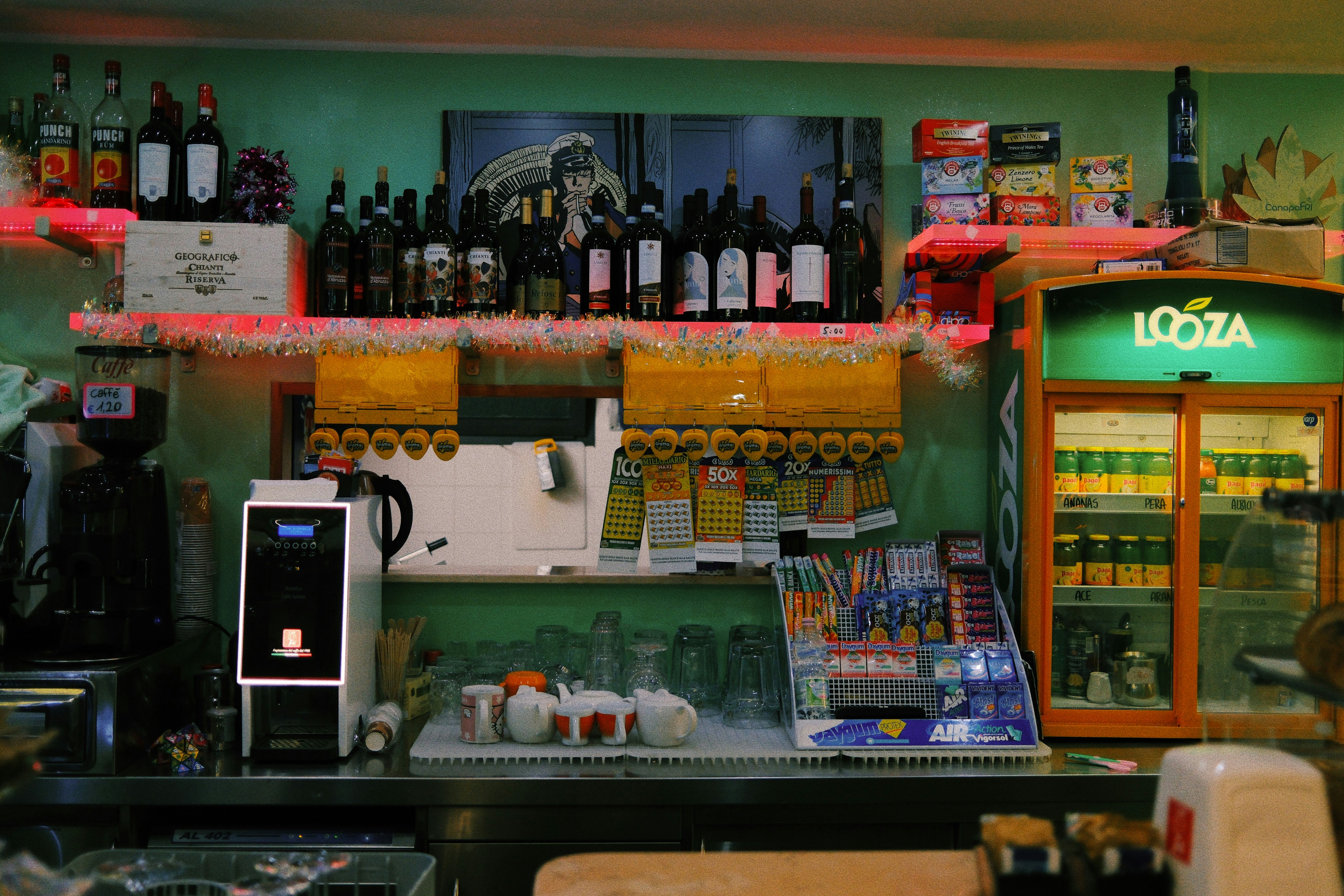 Store interior with bottles