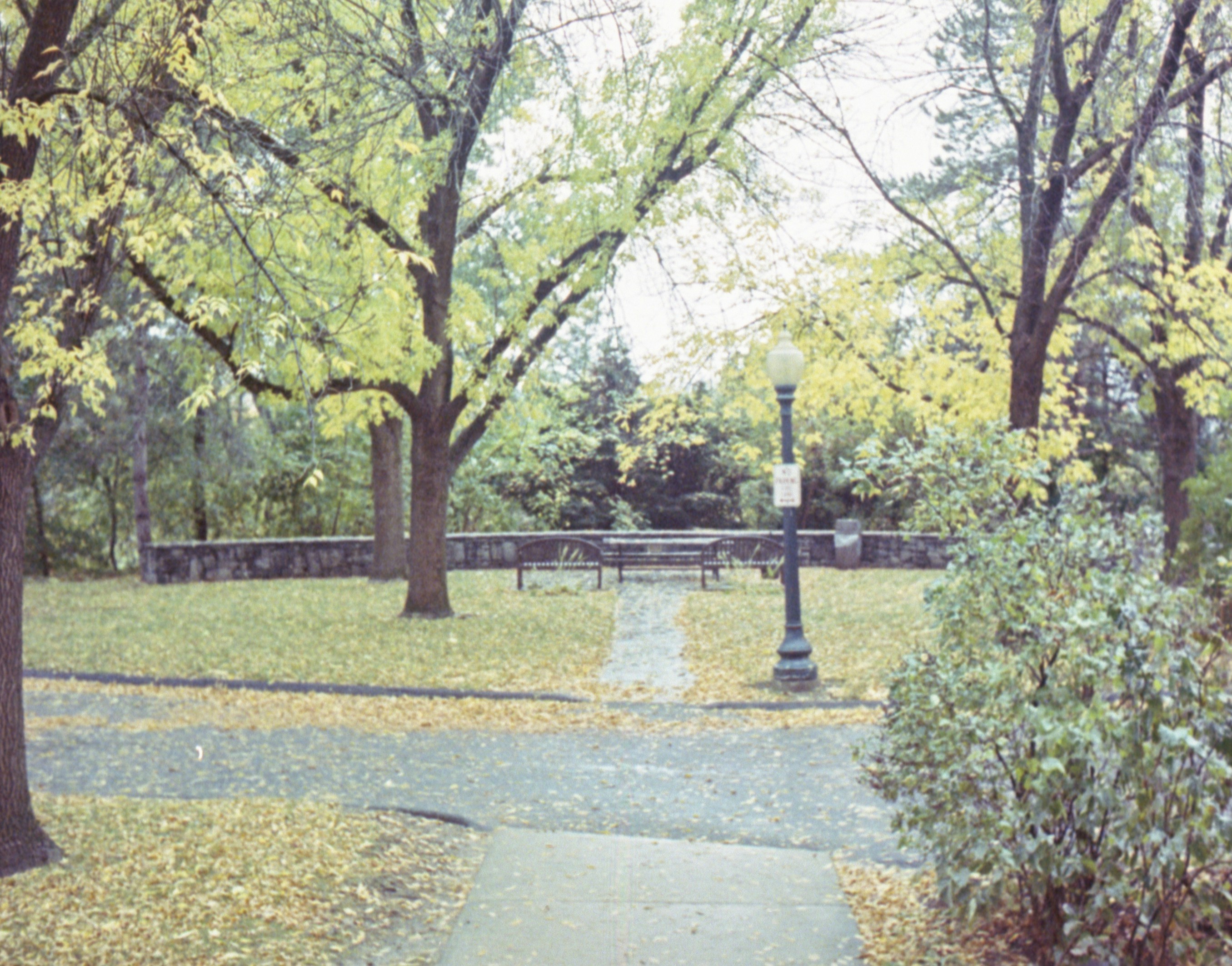 A park with a cross in the middle of it