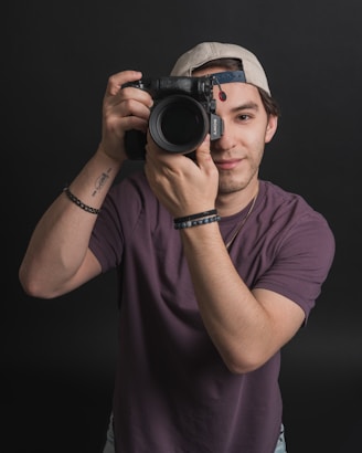 A man taking a picture with a camera