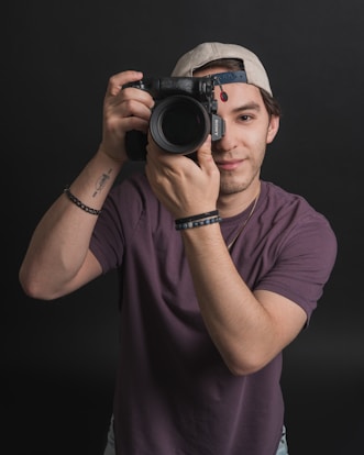 A man taking a picture with a camera