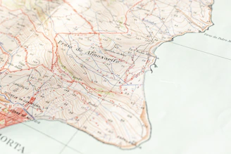 A close up of a map of a city