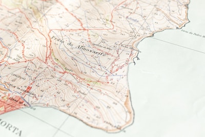 A close up of a map of a city