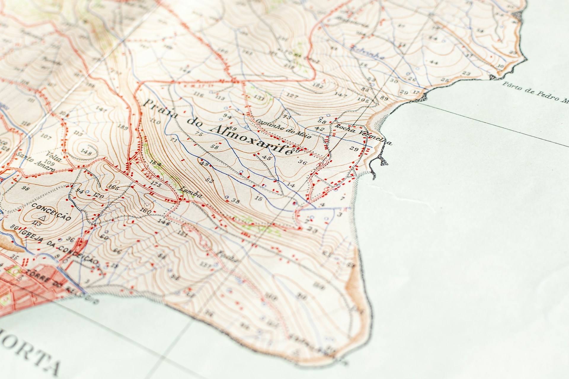 A close up of a map of a city