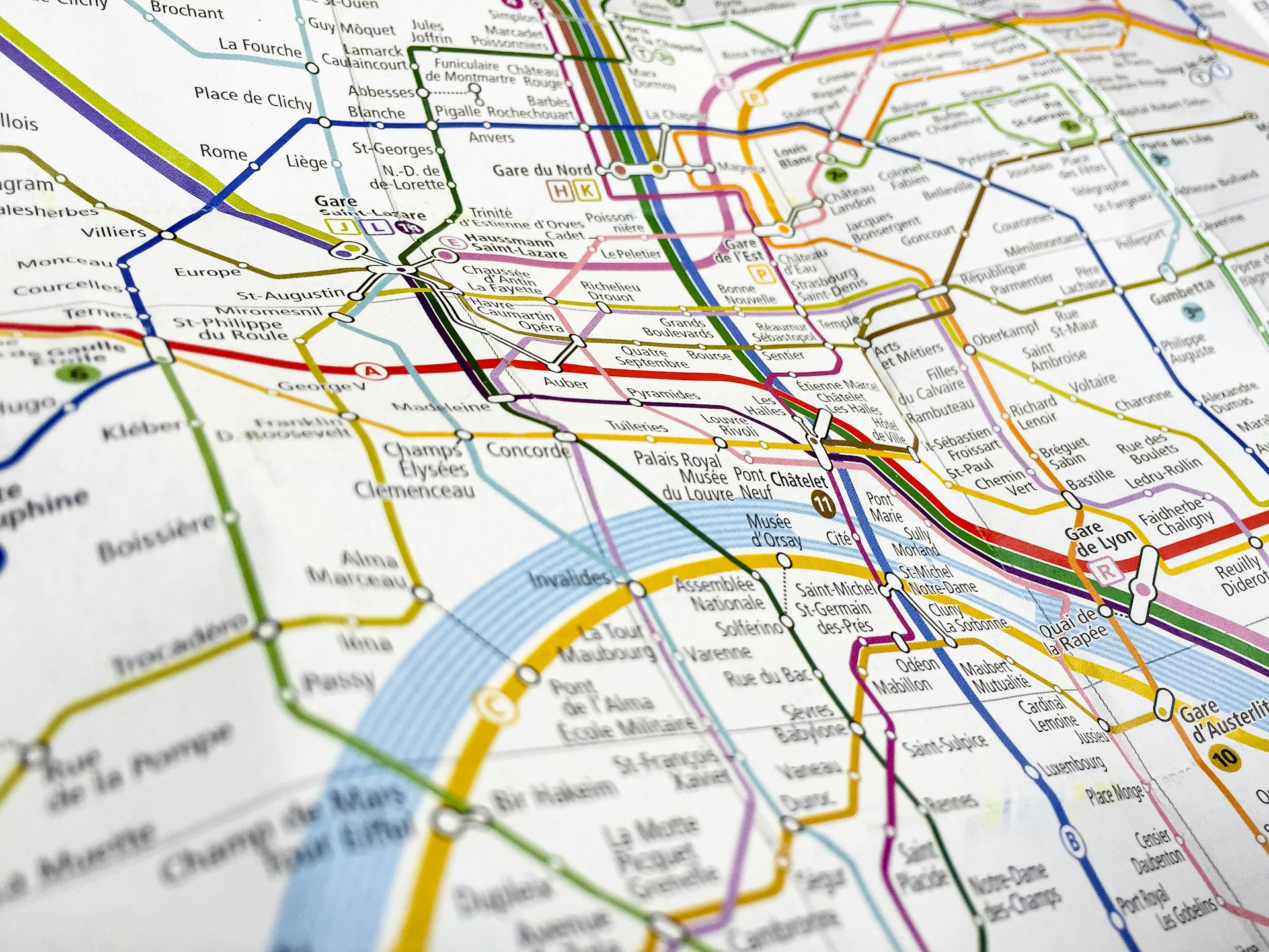 A close up of a map of a city