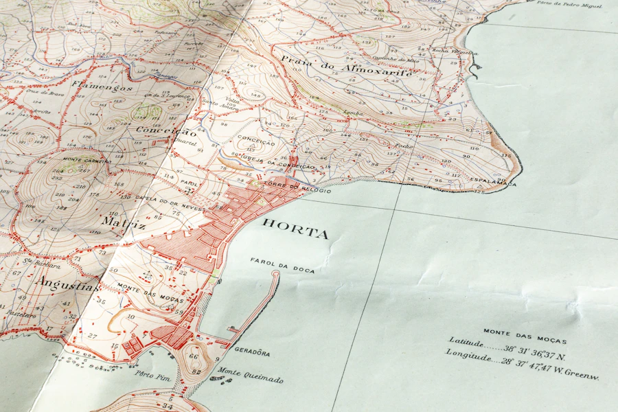 Close-up of a topographic map with contour lines