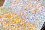 A close up of a map on a table