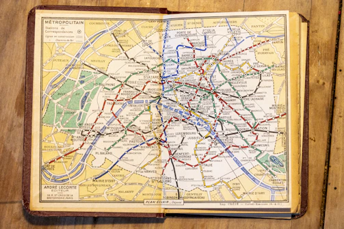 An open book with a map on it