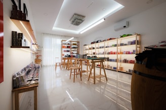 A store filled with lots of shelves and chairs